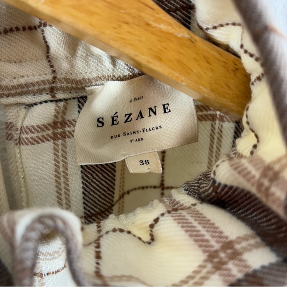 Sezane Plaid Midi Shirt Dress 38 - Picture 3 of 4